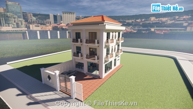 File revit Biệt thự 3 tầng,file revit biệt thự,revit biệt thự